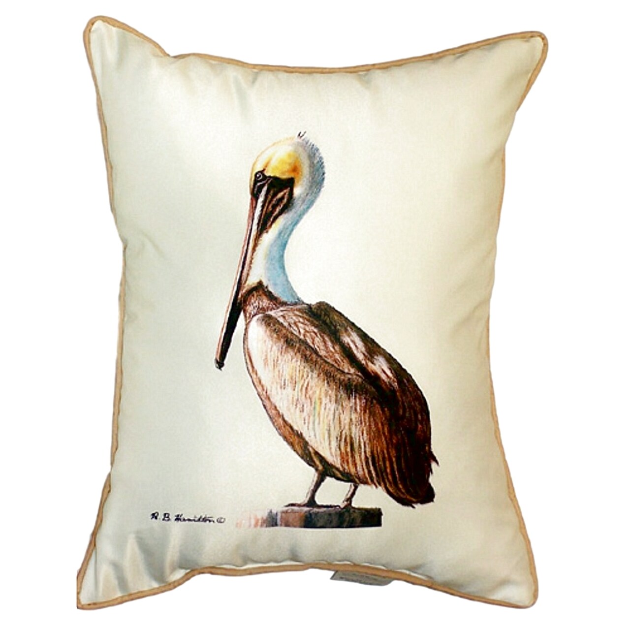 Betsy Drake Pelican Extra Large 24 X 20 Indoor / Outdoor White Pillow